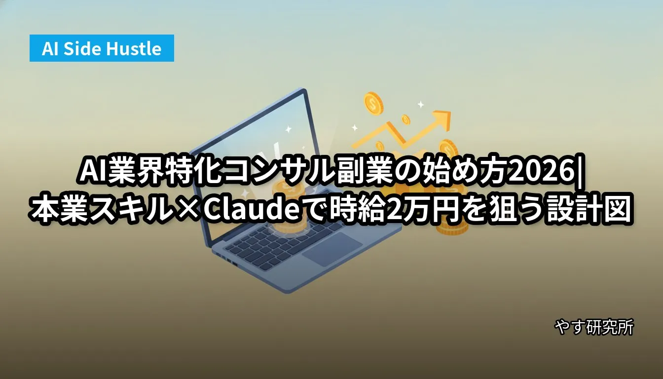 AI業界特化コンサル副業の始め方2026|本業スキル×Claudeで時給2万円を狙う設計図
