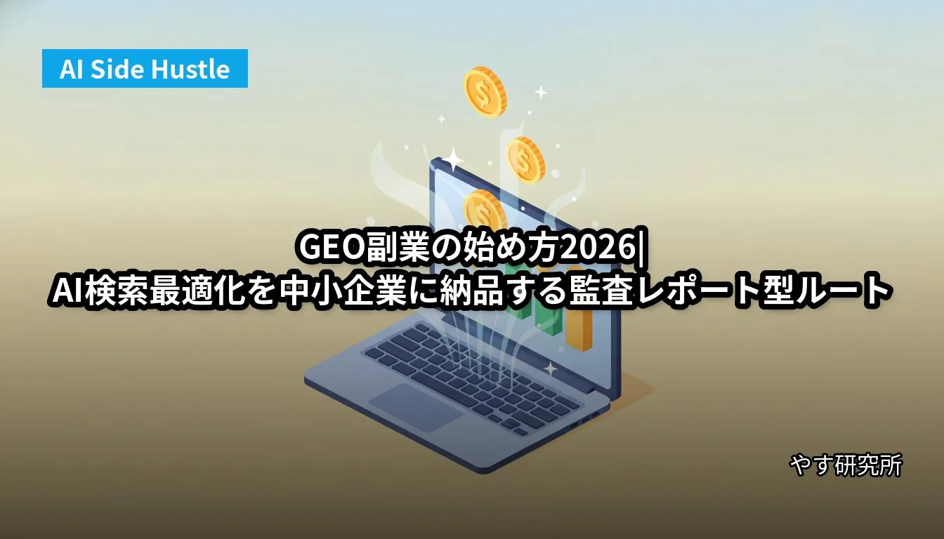 GEO副業の始め方2026|AI検索最適化を中小企業に納品する監査レポート型ルート