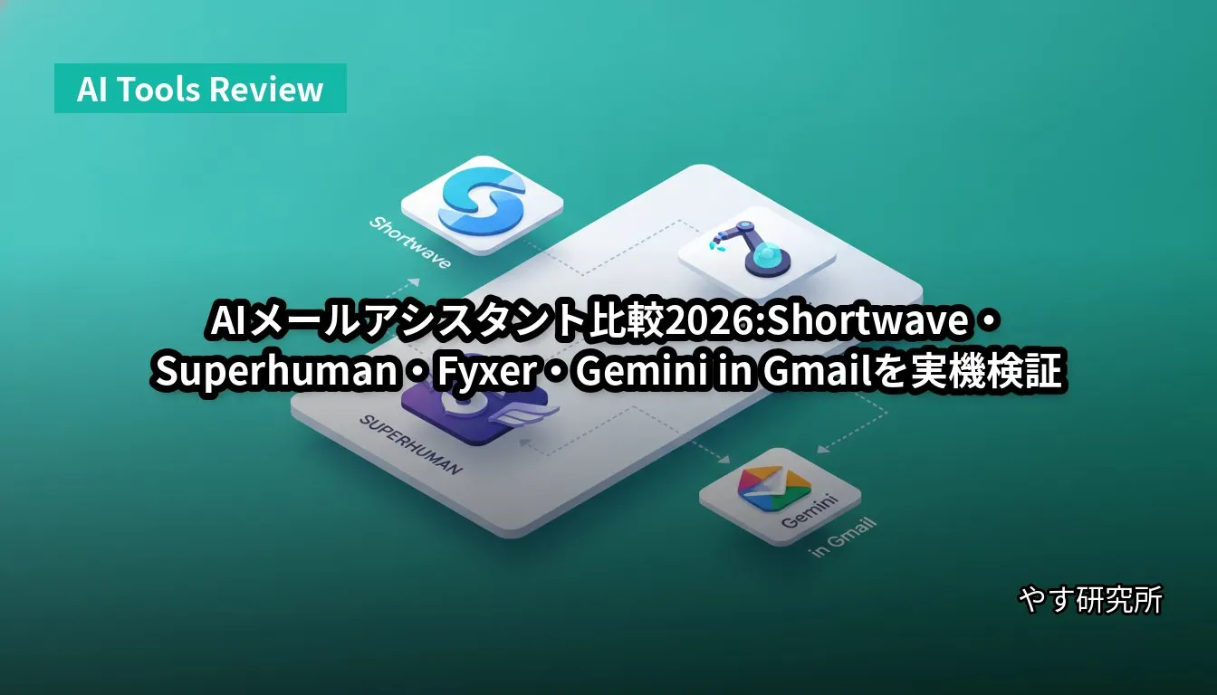 AIメールアシスタント比較2026:Shortwave・Superhuman・Fyxer・Gemini in Gmailを実機検証