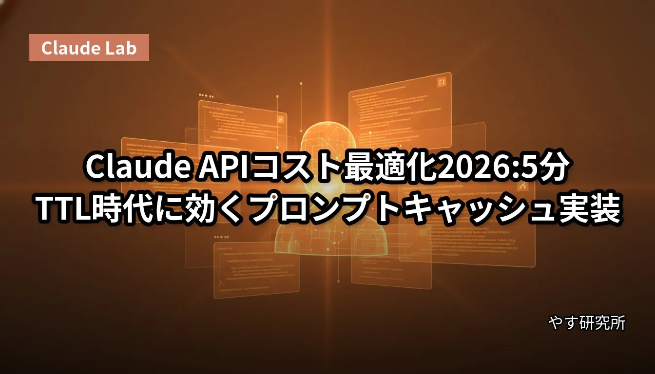 Claude APIコスト最適化2026:5分TTL時代に効くプロンプトキャッシュ実装