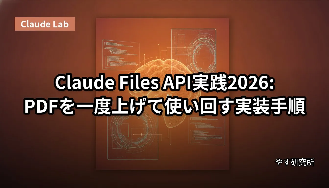 Claude Files API実践2026:PDFを一度上げて使い回す実装手順