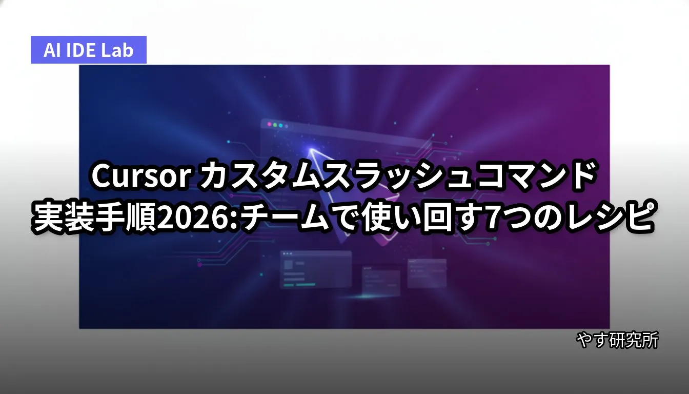 Cursor カスタムスラッシュコマンド実装手順2026:チームで使い回す7つのレシピ