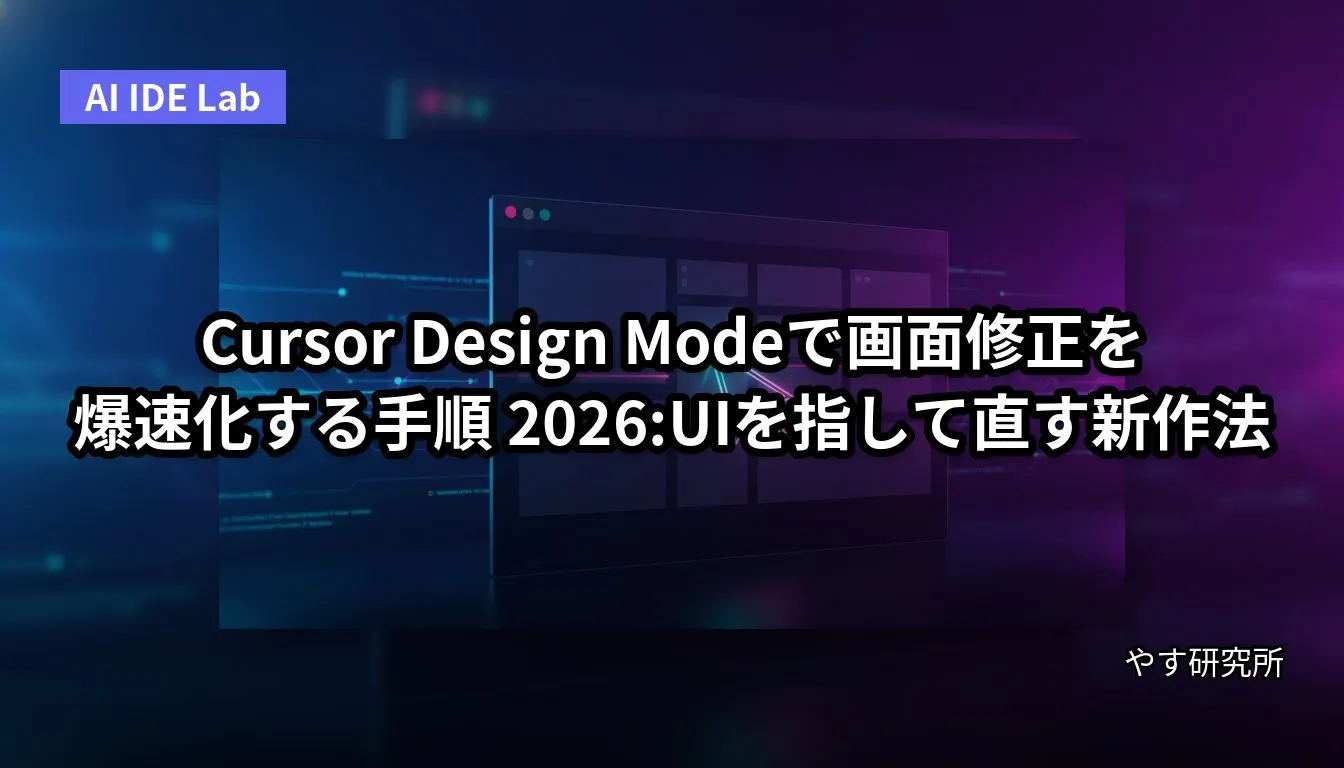 Cursor Design Modeで画面修正を爆速化する手順 2026:UIを指して直す新作法