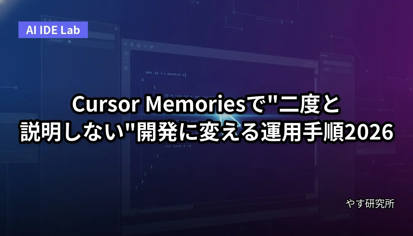 Cursor Memoriesで"二度と説明しない"開発に変える運用手順2026
